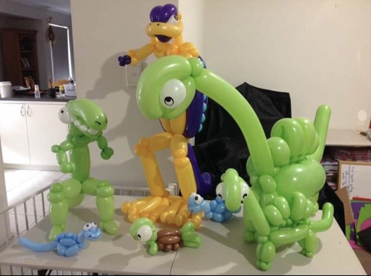 Custom balloon dinosaur sculptures