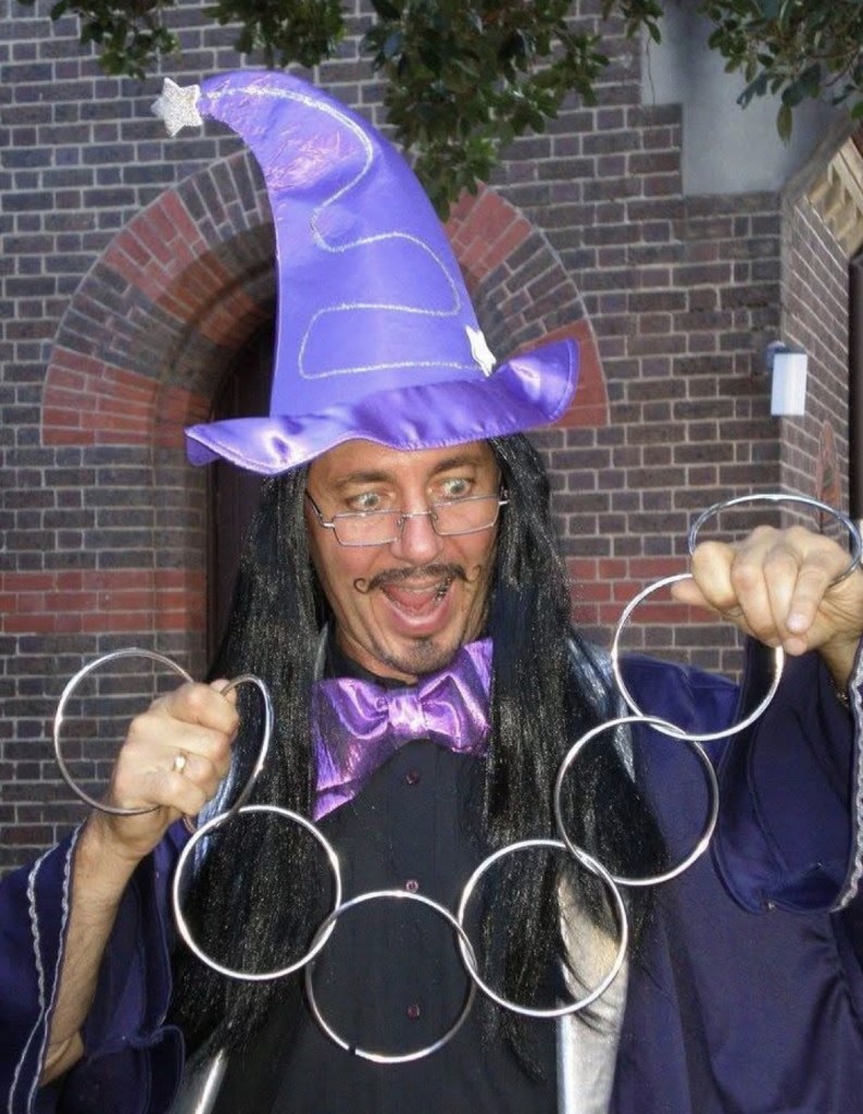 Amazing Mr Twist as the Wizard with two doves